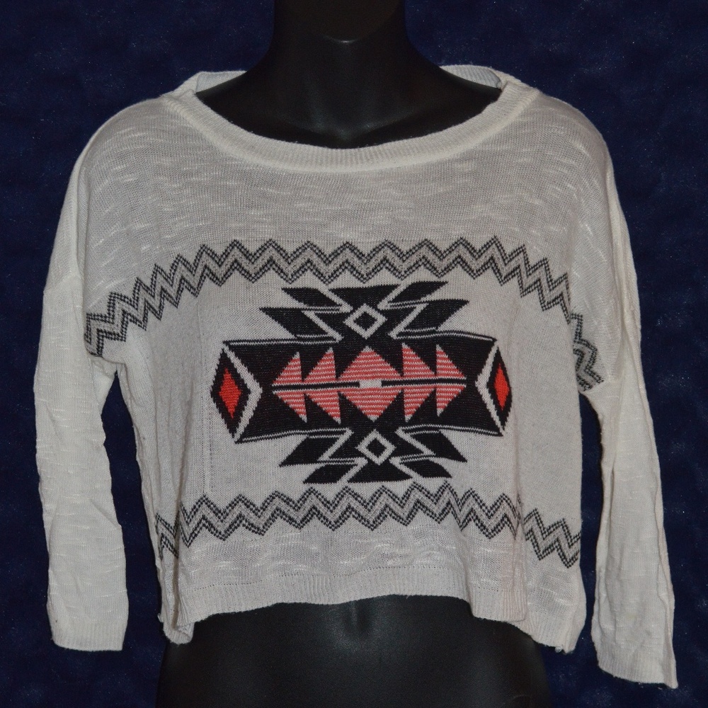 Tribal Print Cropped Sweater